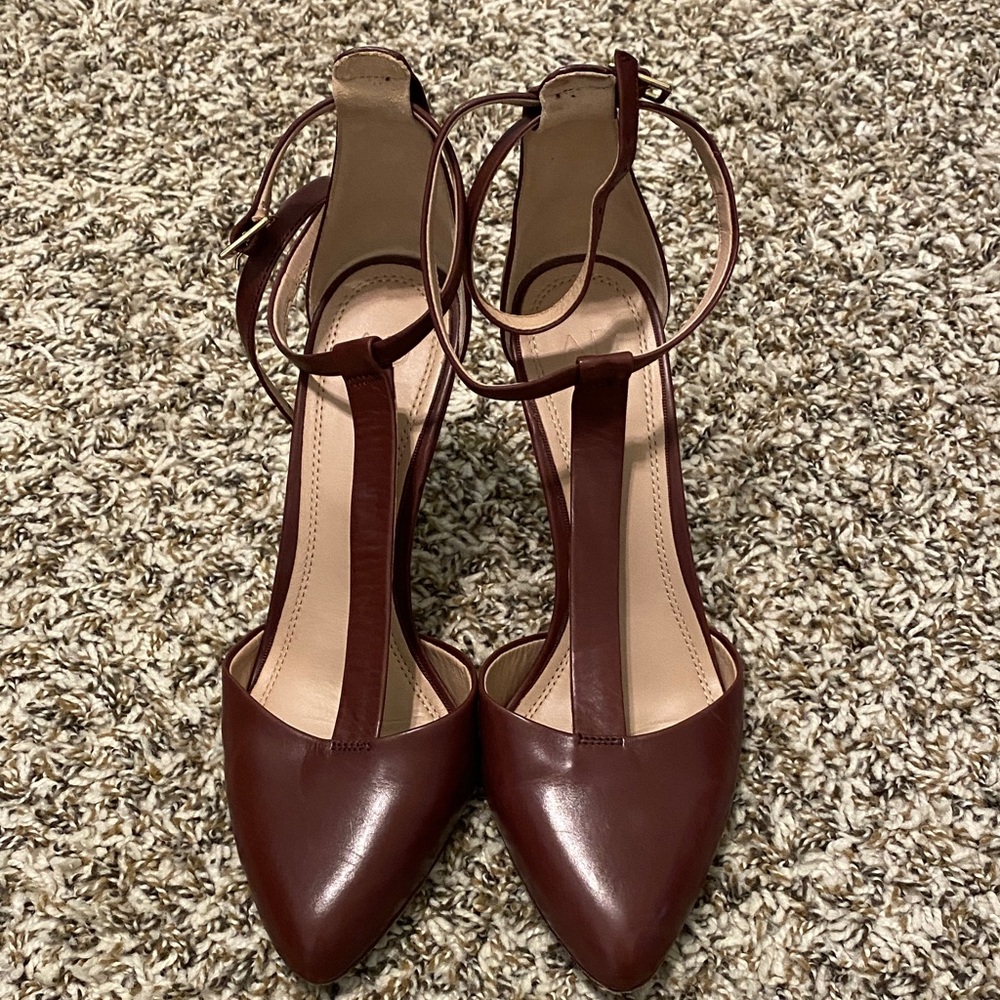 Elegant Brown T-Strap Heels